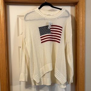 Maurices Cream Knit Sweater with American Flag